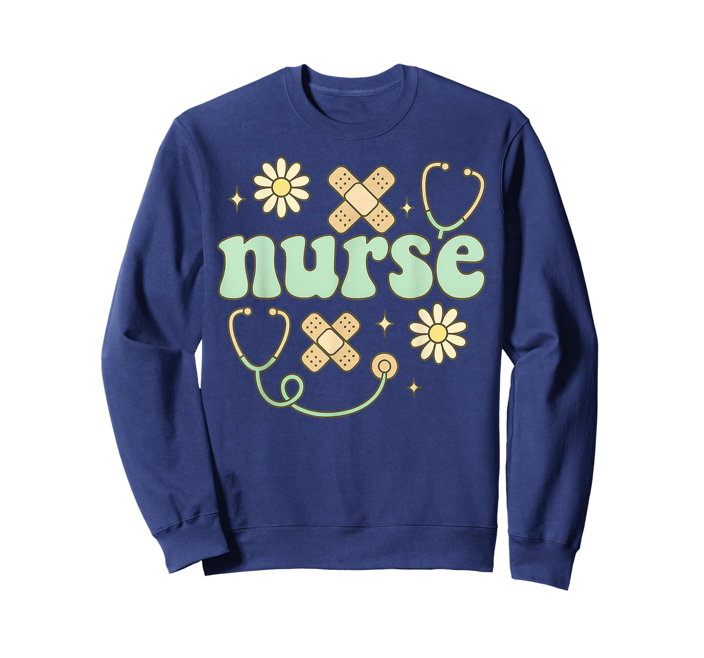 Retro Nurse Daisy Bandage Stethoscope Medical Art T-Shirt