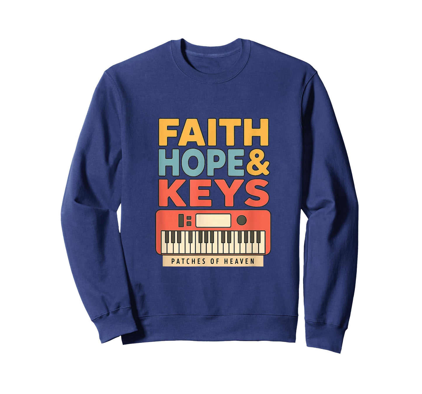 Faith Hope & Keys Christian Musician Worship Keyboard Design T-Shirt