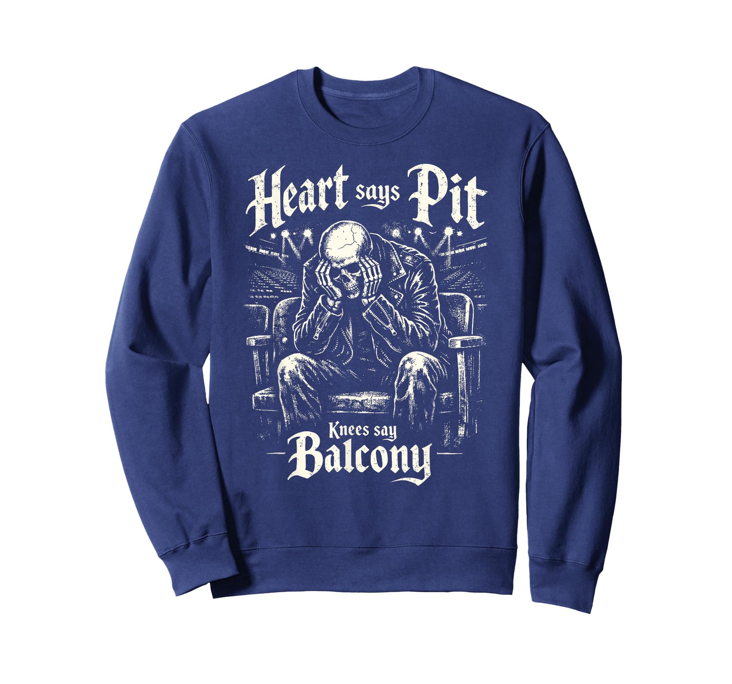 Heart Says Pit Knees Say Balcony Metal Rock Concert Mosh Pit T-Shirt