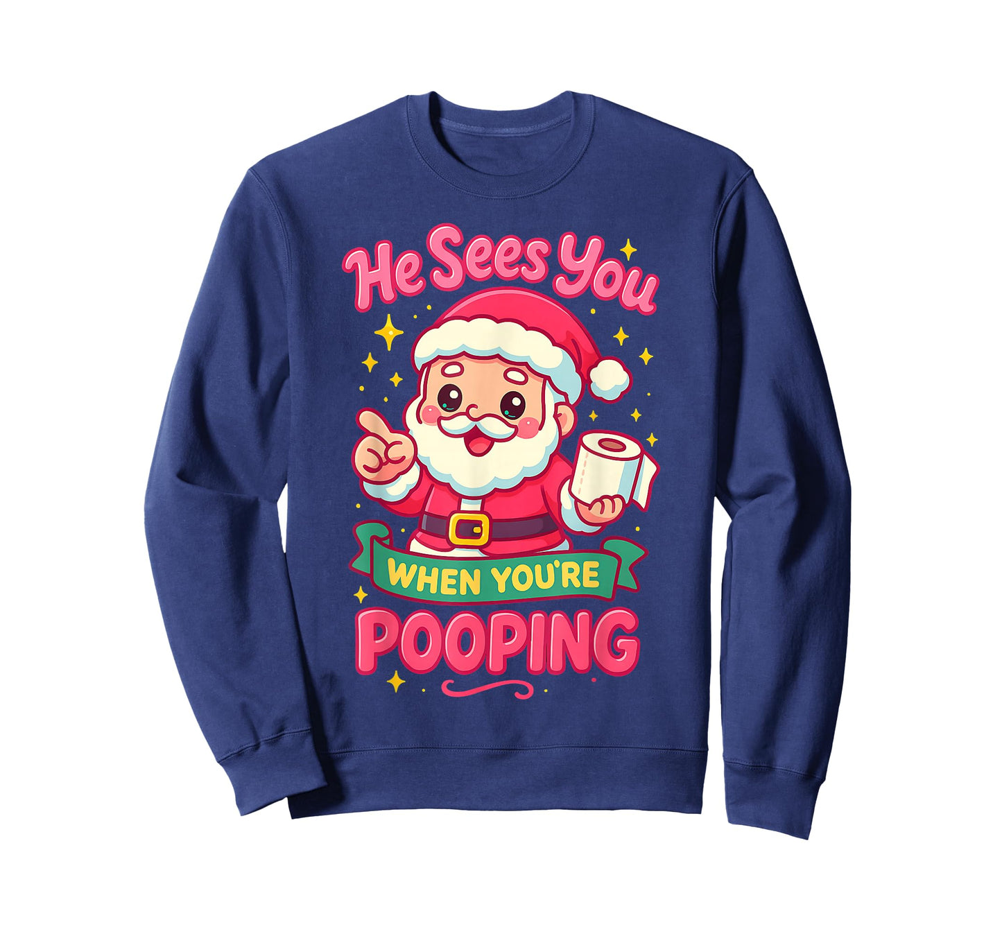 Kawaii When Pooping Rude Santa Funny Christmas Graphic T-Shirt