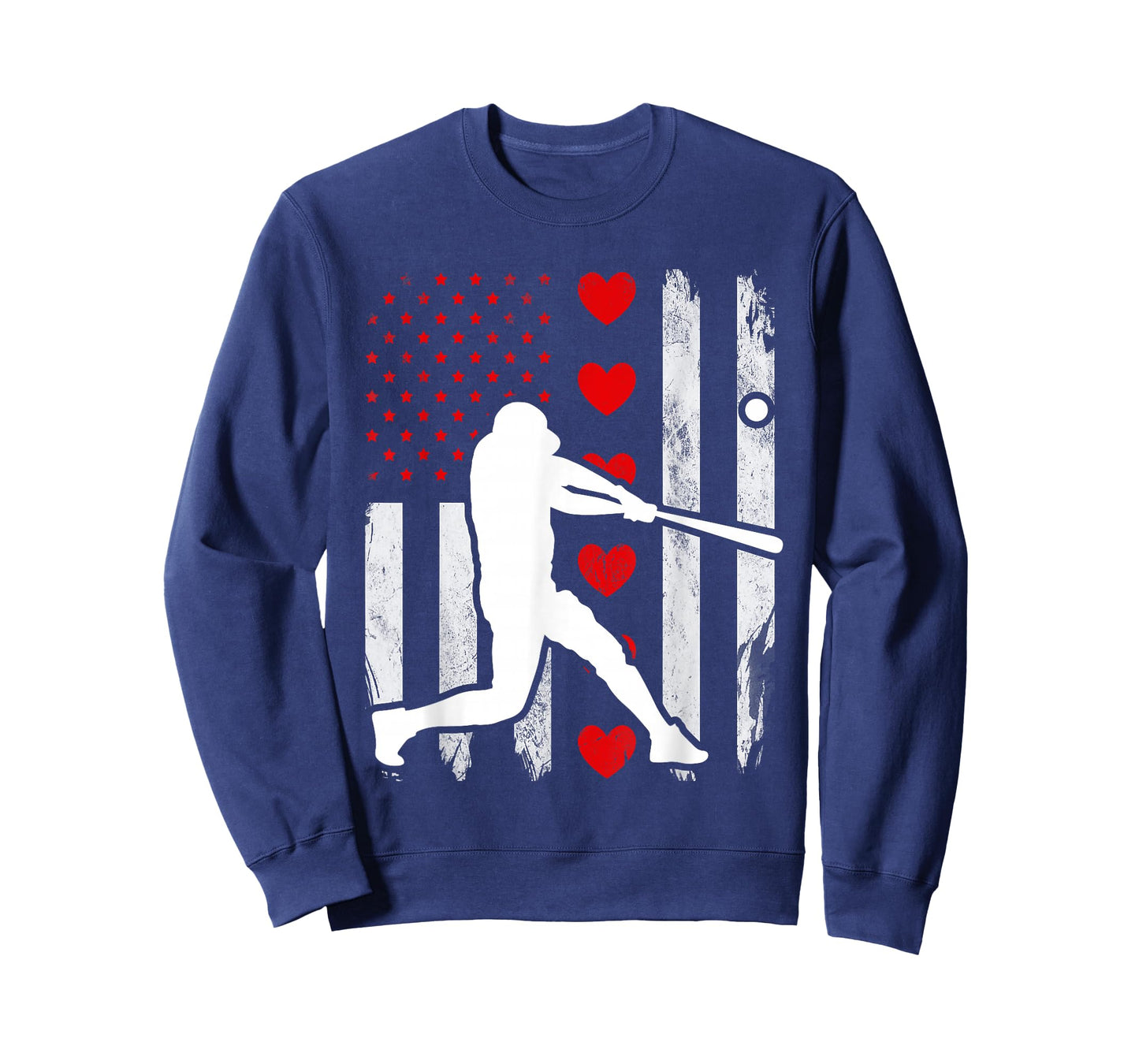 Baseball Silhouette Heart USA Flag Hearts American Boys Kids T-Shirt