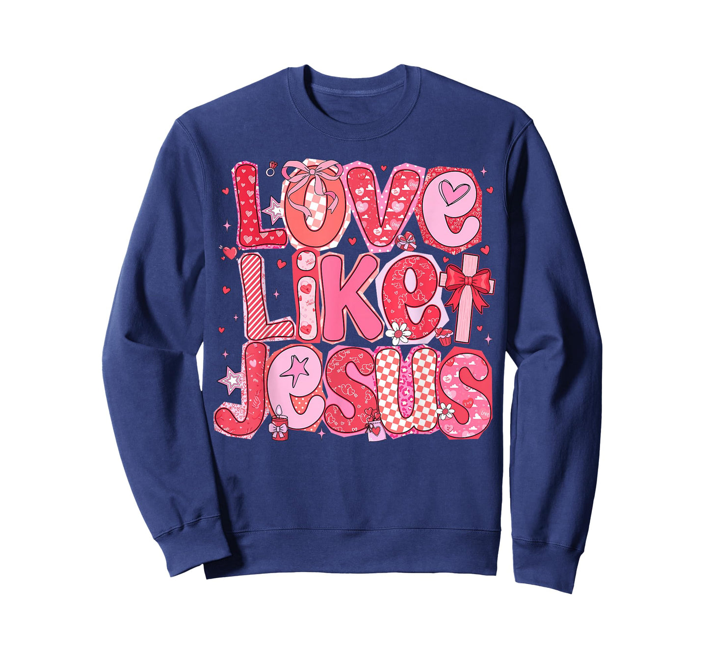 Valentine Love Like Jesus Coquette Bow Christian Women Girls T-Shirt