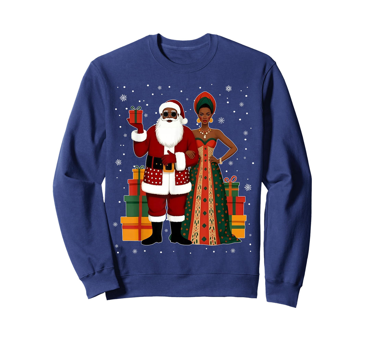Funny Mr. & Mrs. Santa Claus Christmas African American Xmas T-Shirt