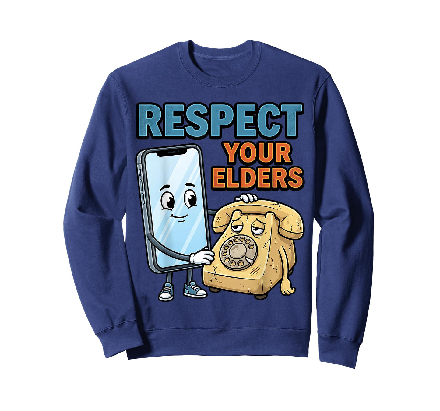 Respect Your Elders Retro Phone Technology Humor T-Shirt