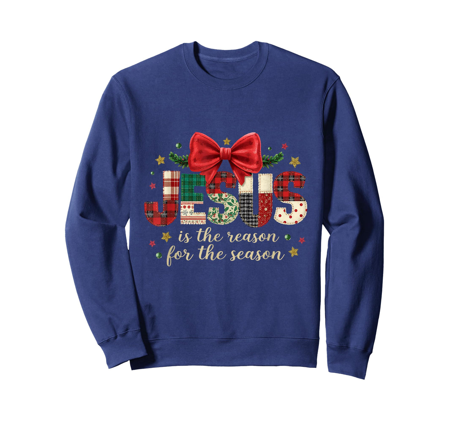 Jesus is The Reason for Season Patchwork Christmas T-Shirt