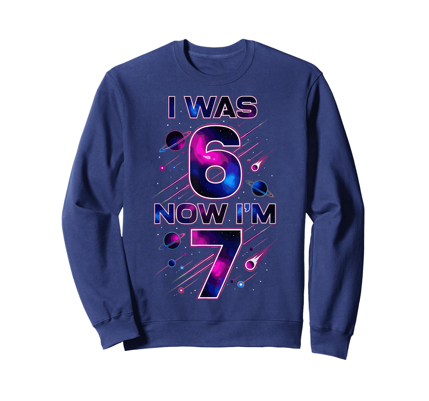 I was 6 Now I'm 7 Six Seven Space Birthday T-Shirt