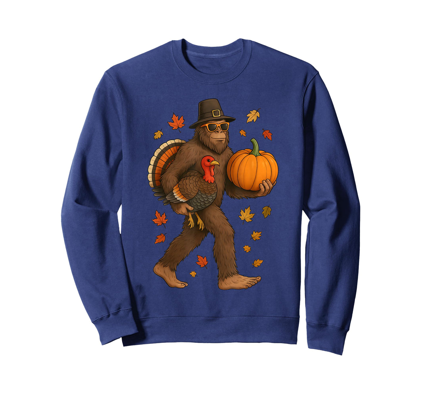 Bigfoot Pilgrim Turkey Pumpkin Thanksgiving Day for Boy Men T-Shirt