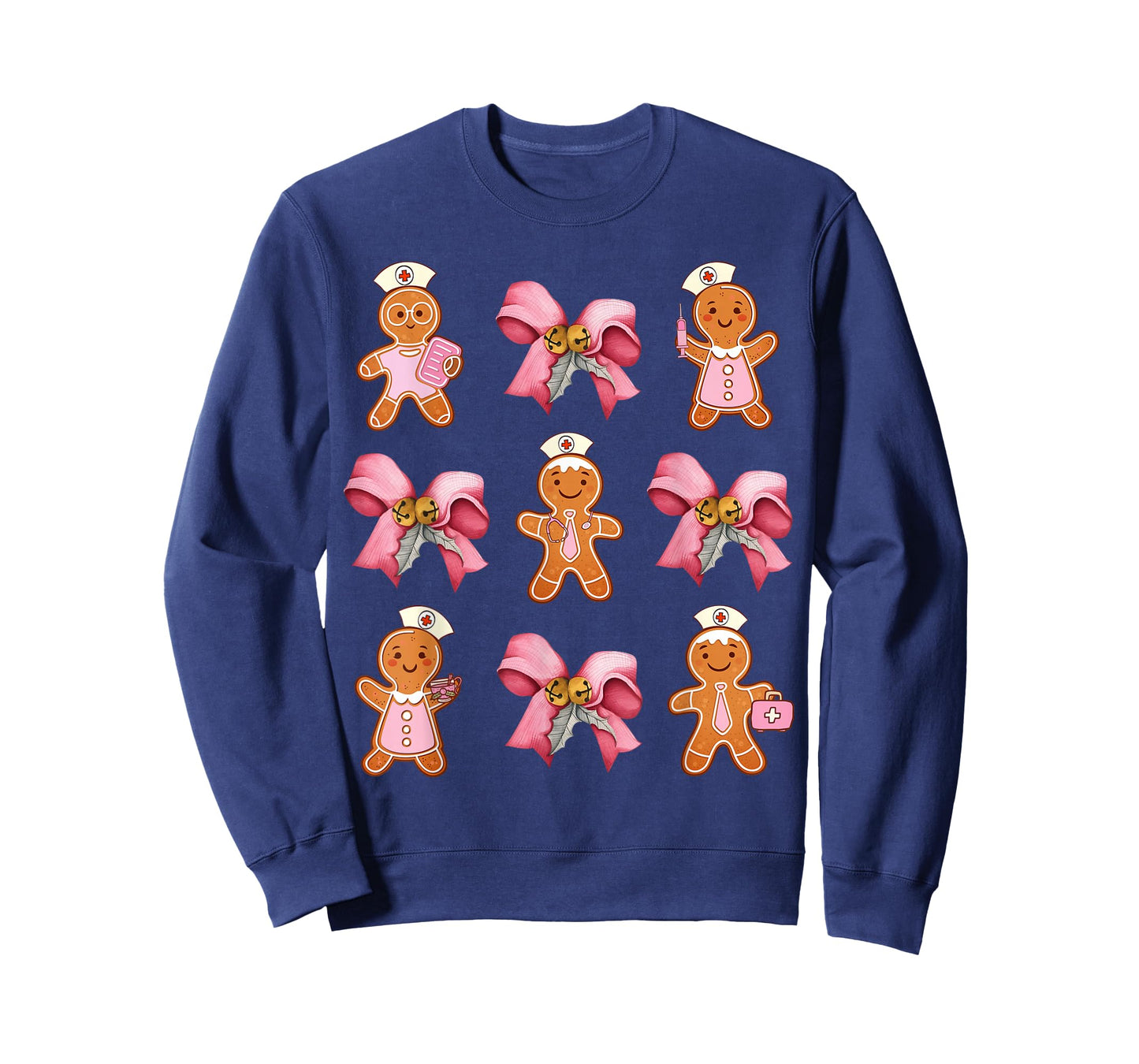 Pink Nurse Gingerbread Christmas Coquette Bows Nursing Pjs T-Shirt