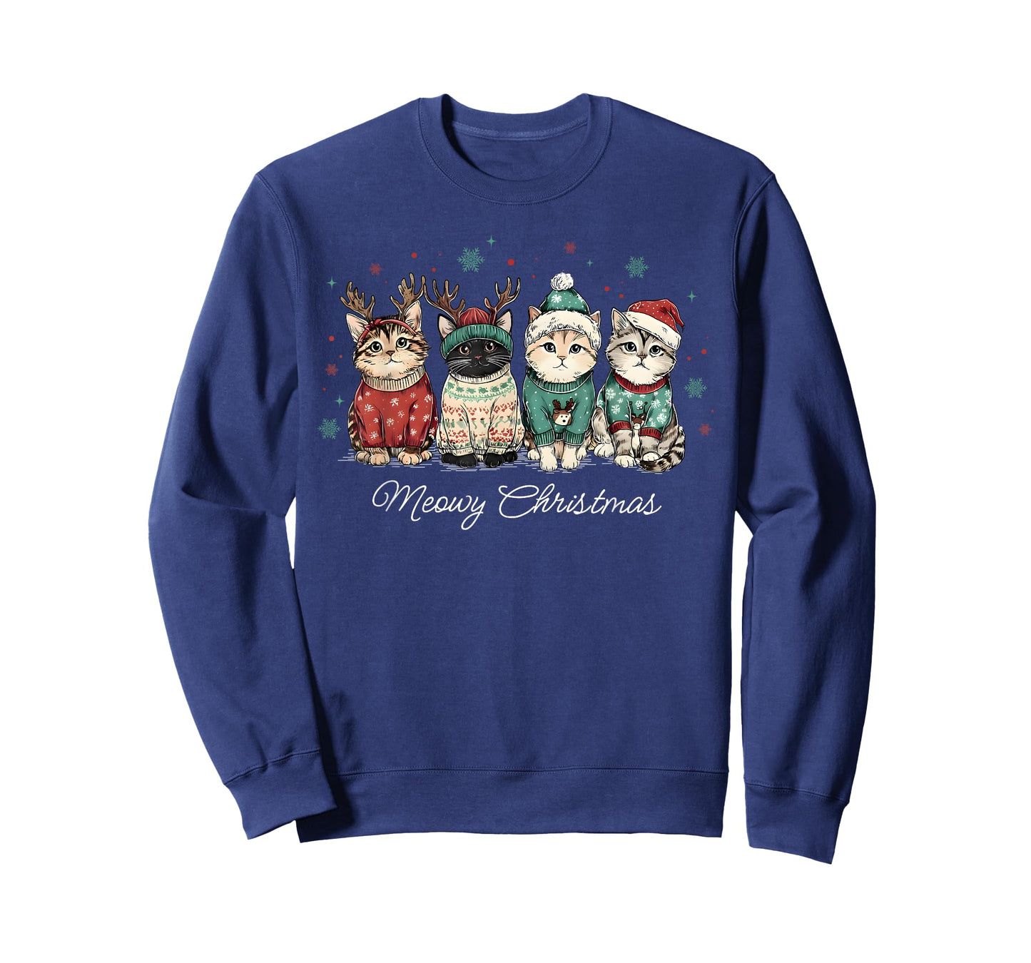 Meowy Christmas Cute Cats with Santa Claus Hat Xmas Cat T-Shirt