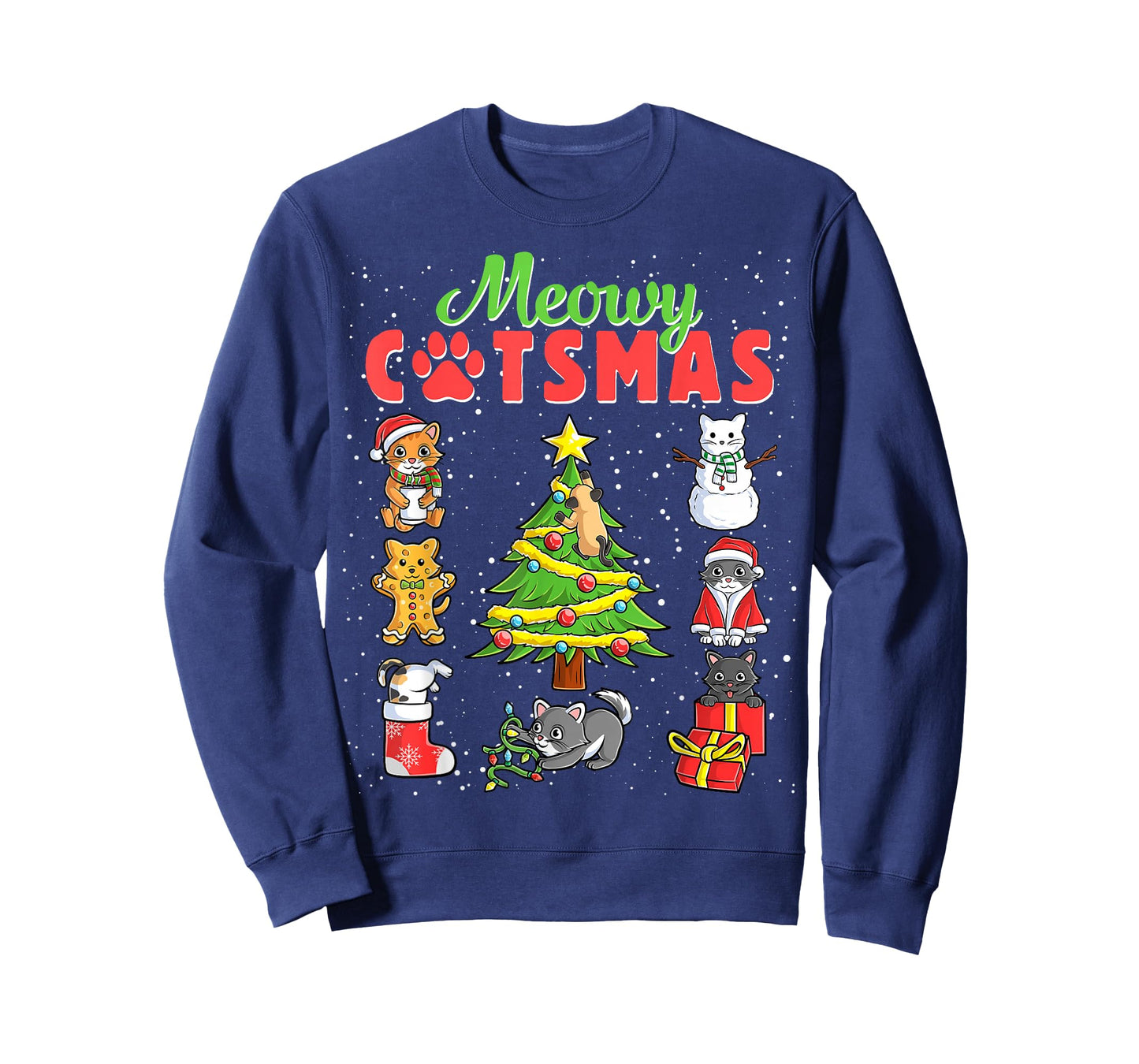 Meowy Catsmas Cats Christmas Funny Holiday Cat Boys Girls T-Shirt