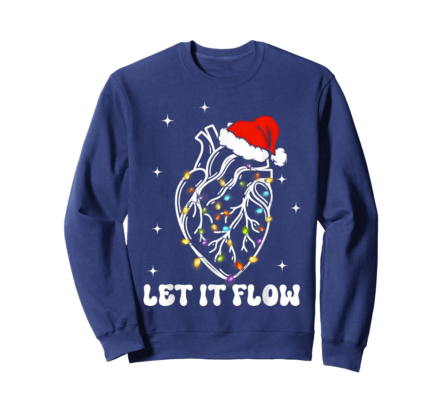 Funny Let It Flow Anatomy Heart Cardiac Nurse Santa Hat Xmas T-Shirt