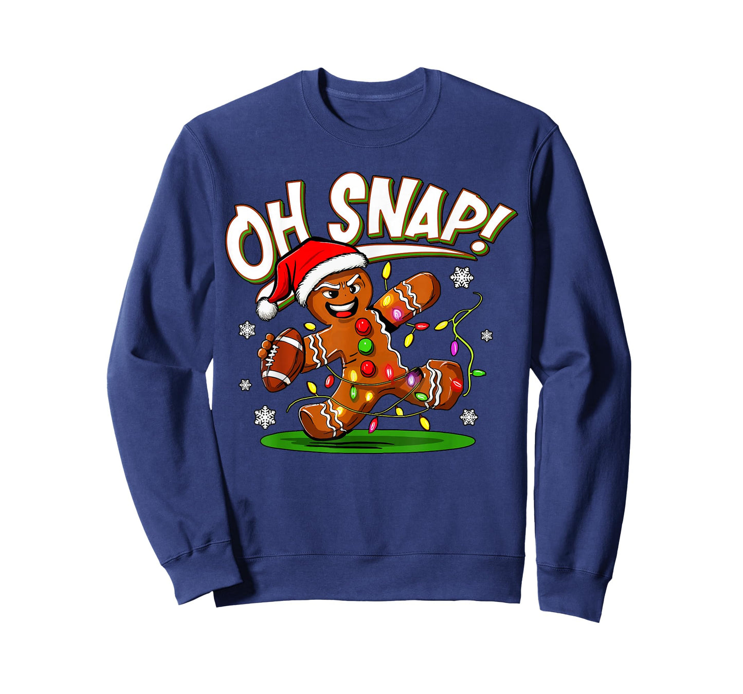 Oh Snap Gingerbread Man Santa Football Funny Christmas Xmas T-Shirt