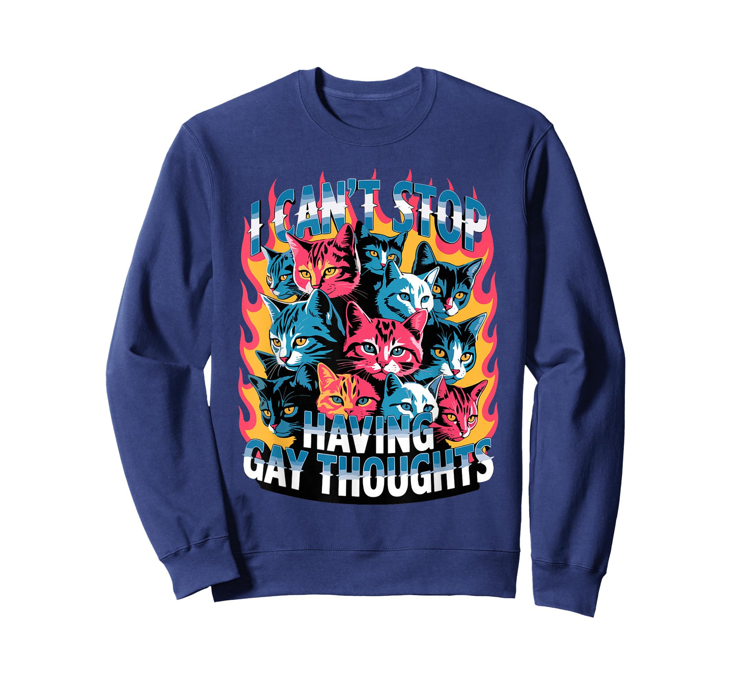 I Can't Stop Having Gay Thoughts Funny Cat Meme Bootleg GenZ T-Shirt