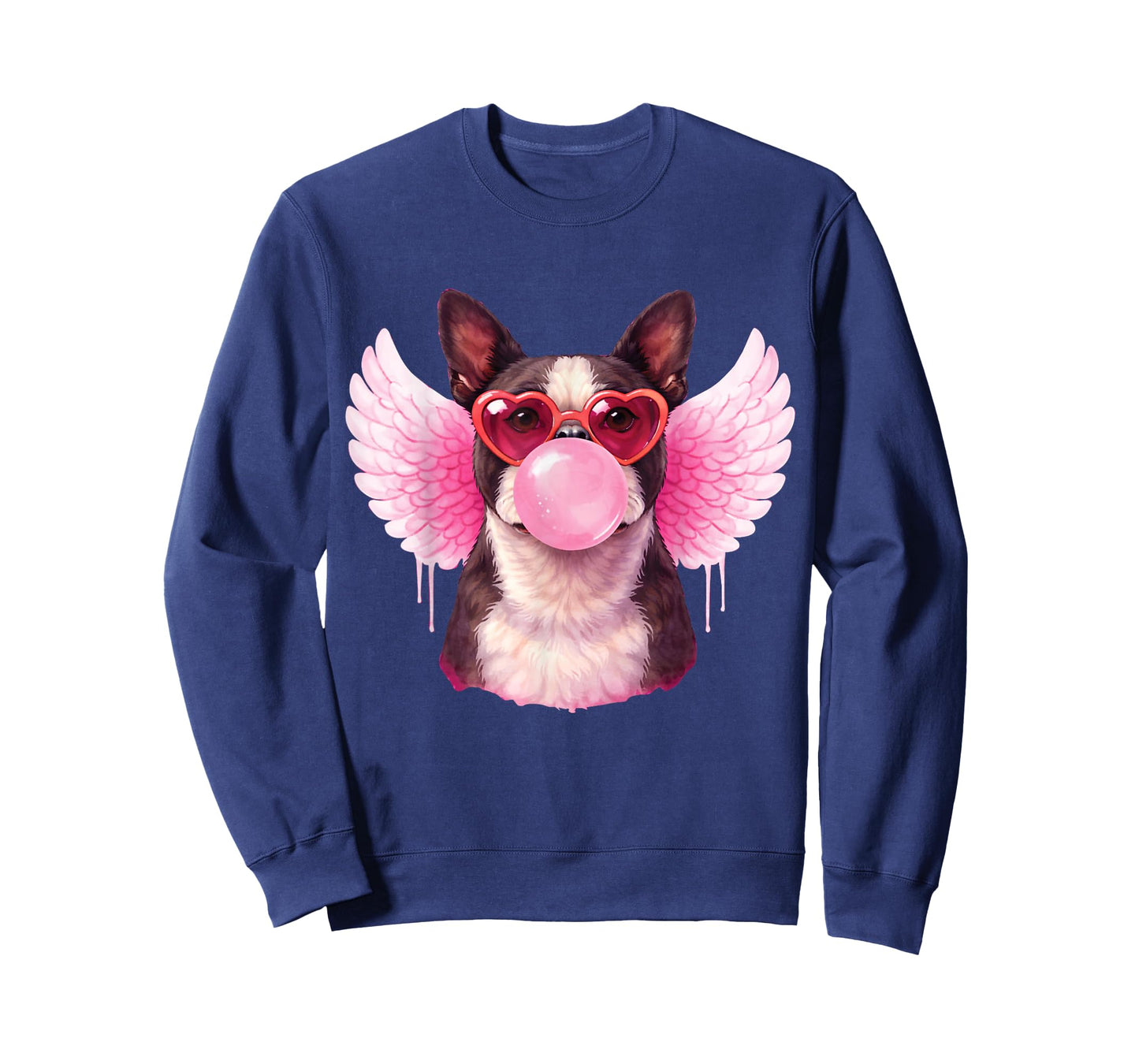 Retro Cupid Valentine Dog Love Hearts Cute Boston Terrier T-Shirt