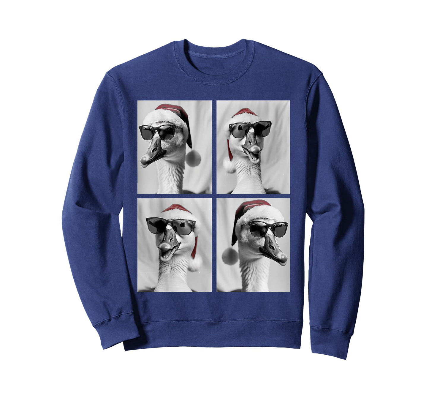 Funny Christmas Goose in Sunglasses Santa Hat Festive Geese T-Shirt