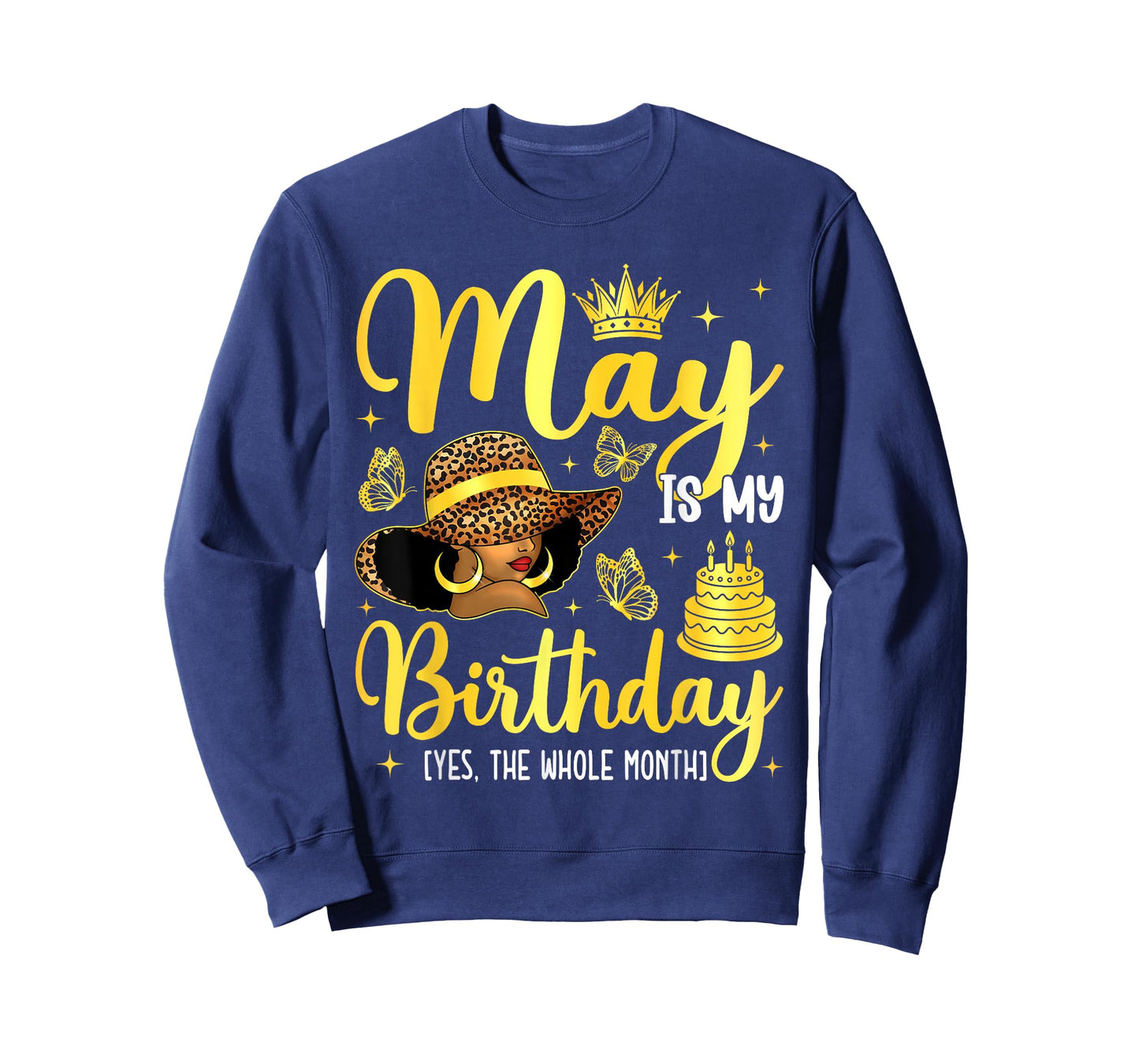 May Black Girl It's My Birthday Afro Woman Bday Month T-Shirt