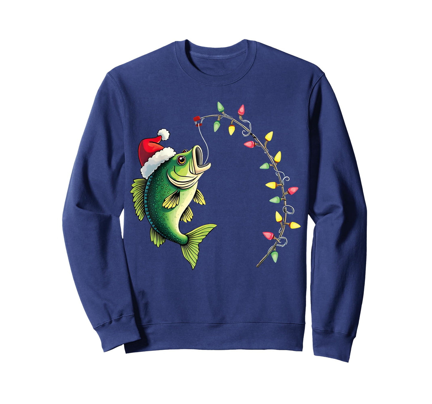 Funny Bass Fishing Santa Hat Christmas Pajama Fishermen Fish T-Shirt