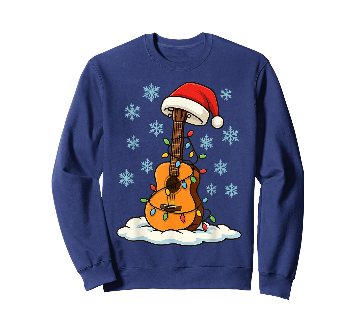 Fun Christmas Lights Wrapped On Acoustic Guitar Music Lover T-Shirt