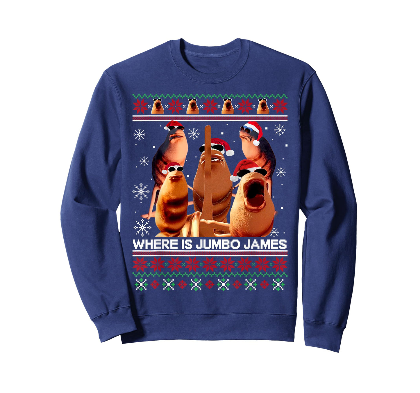 Where is Jumbo James Ugly Christmas Marcus The Worm Xmas T-Shirt