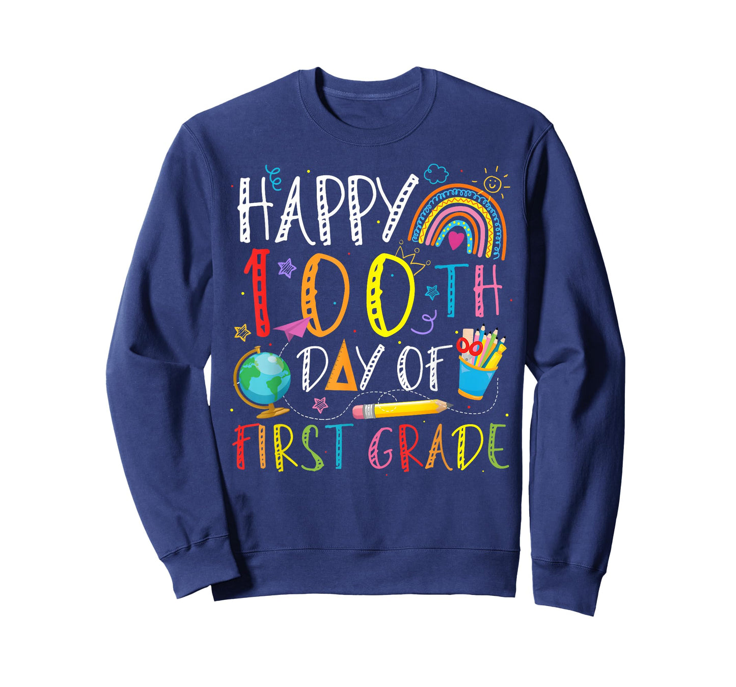 Happy 100th Day of 1st Grade Kids Teacher 100 Days Rainbow T-Shirt