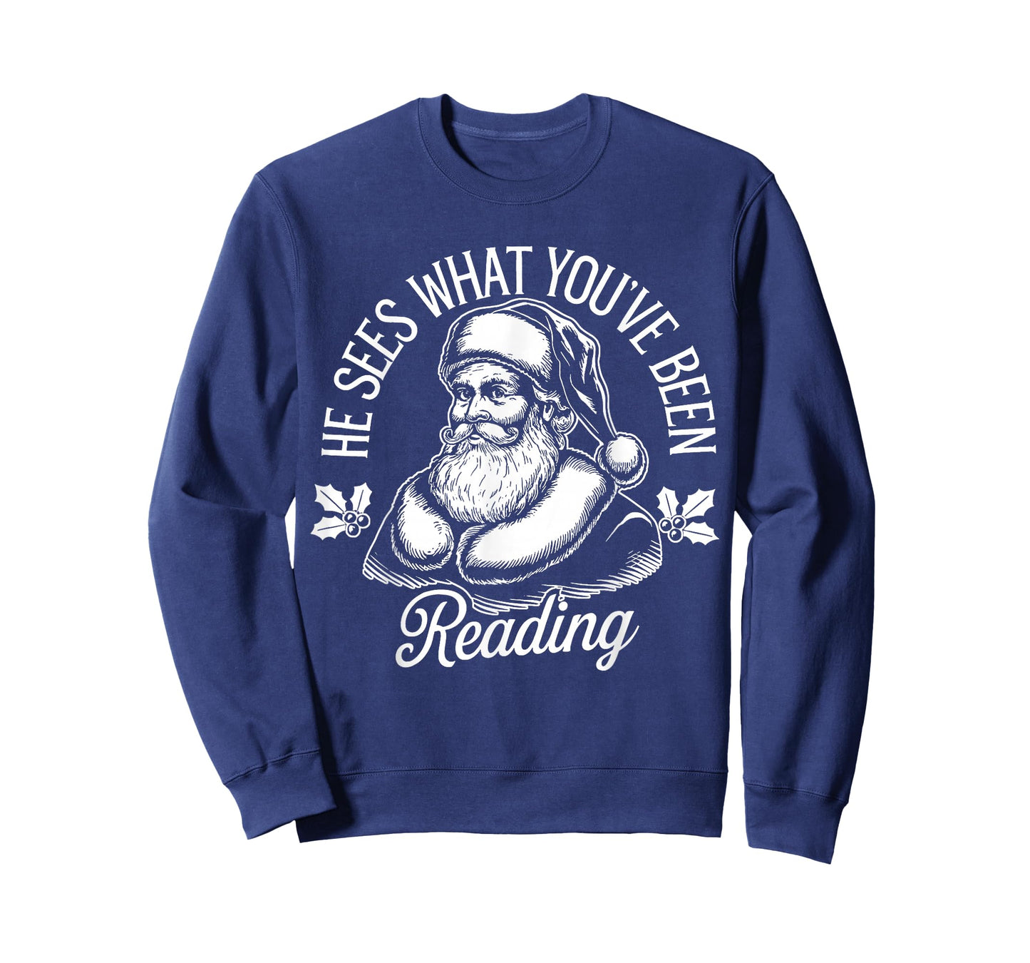 He Sees What You've Been Reading Santa Bookish Christmas T-Shirt