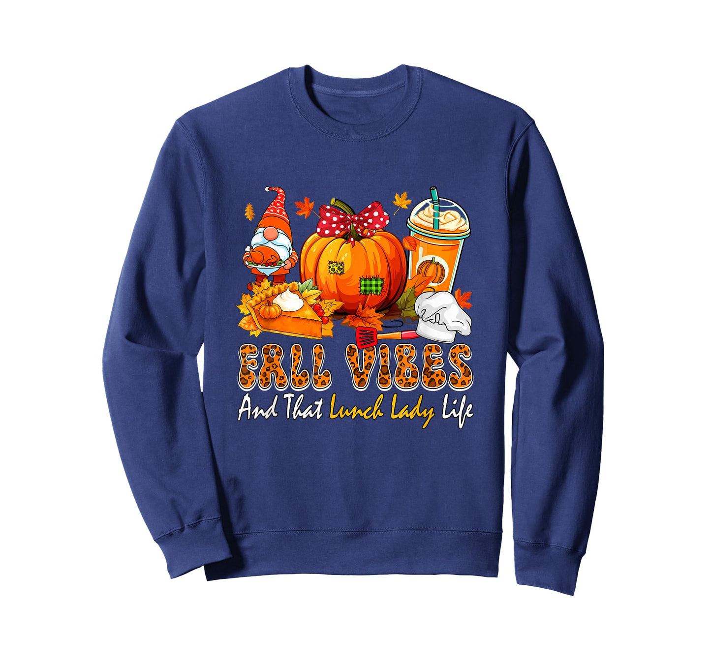 Fall Funny Vibes Costume Lunch Lady Thanksgiving Gnome T-Shirt