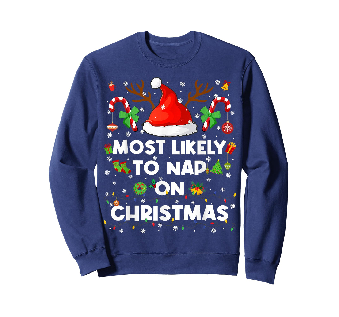 Most Likely to Nap On Christmas Pajamas Pjs Xmas Men Women T-Shirt