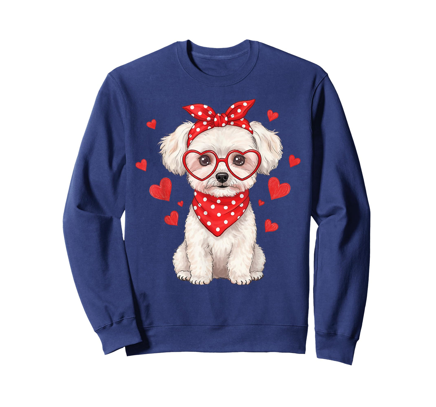 Bichon Frise Dog Valentines Day Cute Heart Glasses Dog Lover T-Shirt