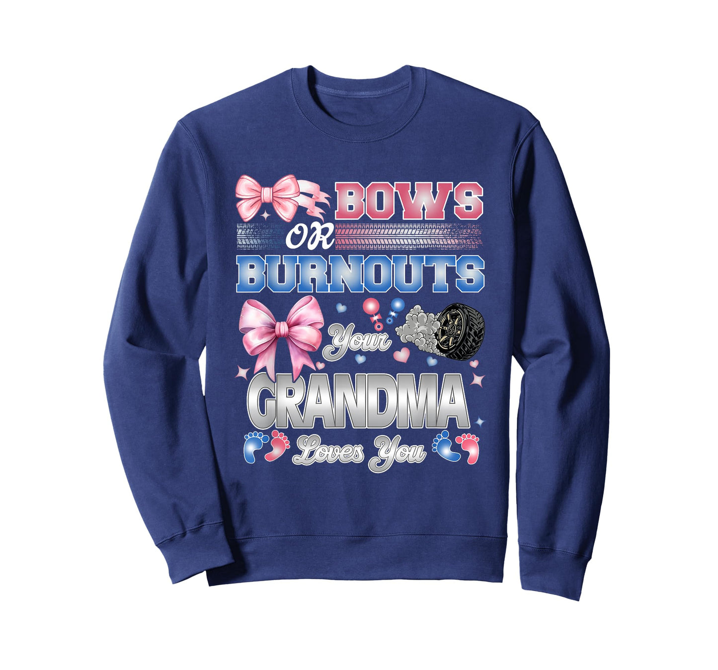 Burnouts or Bows Grandma Loves You Gender Reveal Party T-Shirt