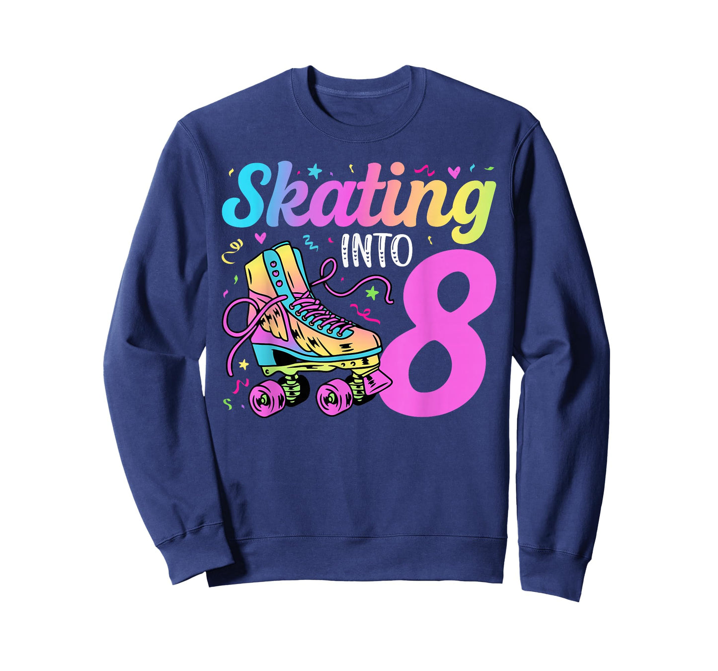 8th Roller Skate Birthday 8 Year Old Roller Skating Girl T-Shirt