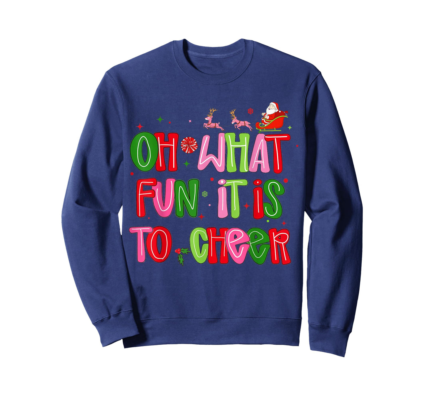 Retro Oh What Fun It is to Cheer Christmas Santa Cheerleader T-Shirt