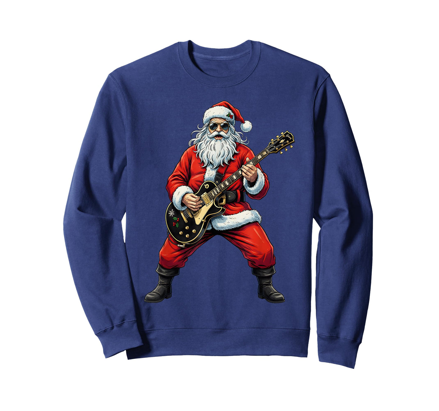 Christmas Santa Playing Guitar Rock Music Lover Xmas Holiday T-Shirt