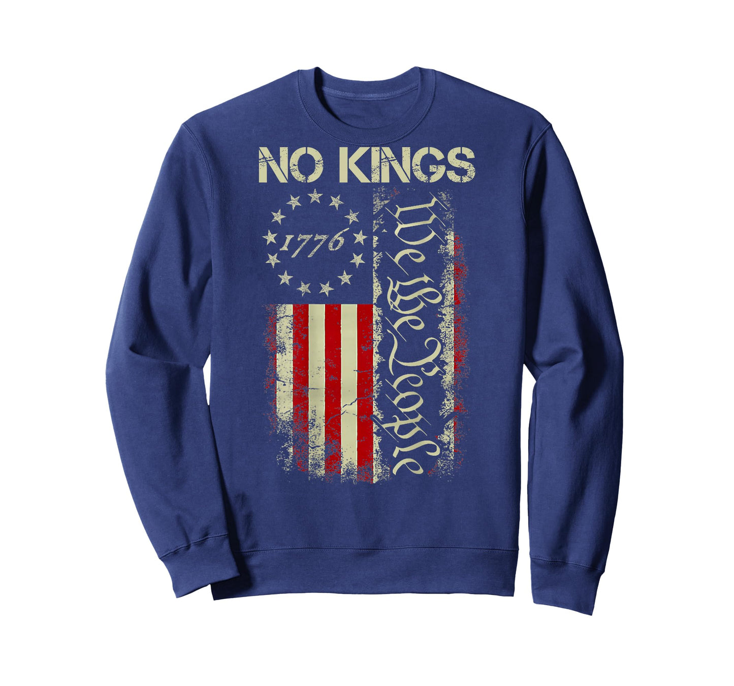 No Kings in America We The People USA Flag Patriotic ON Back T-Shirt