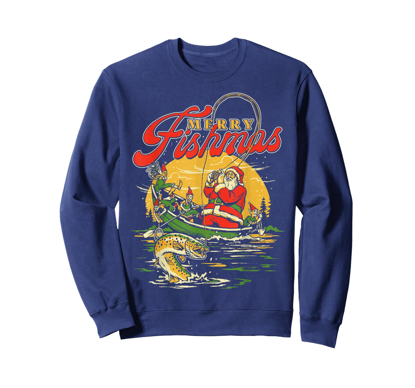 Merry Fishmas Santa Fishing Funny Christmas Holiday Tee T-Shirt