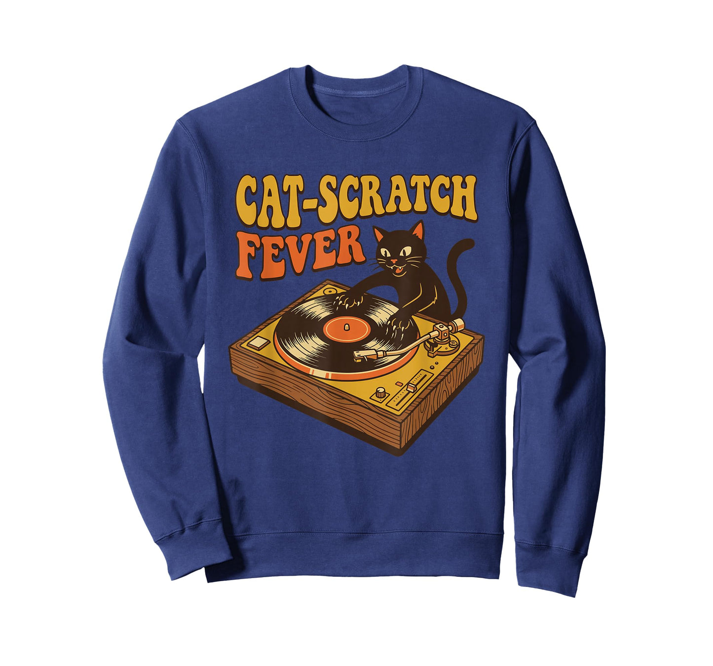 Funny DJ Cat Turntable Vinyl Record Retro Music T-Shirt