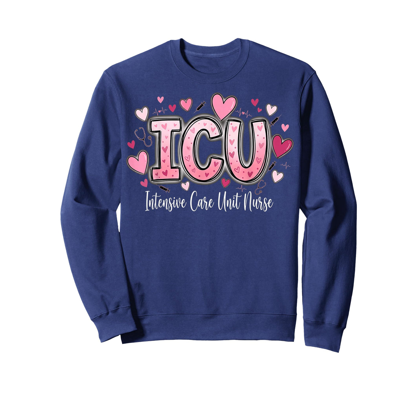 Cute Hearts ICU Valentine Nurse Valentines Day Shirt Nurses T-Shirt
