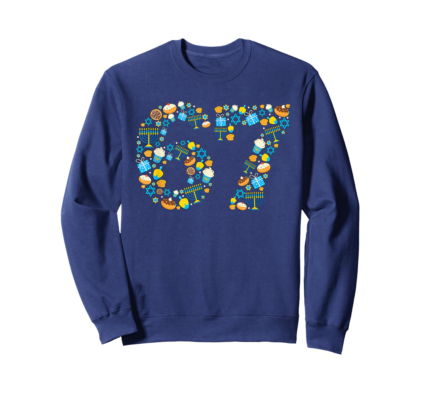 Hanukkah Menorah Dreidel 67 Festive Chanukah Six Seven Meme T-Shirt