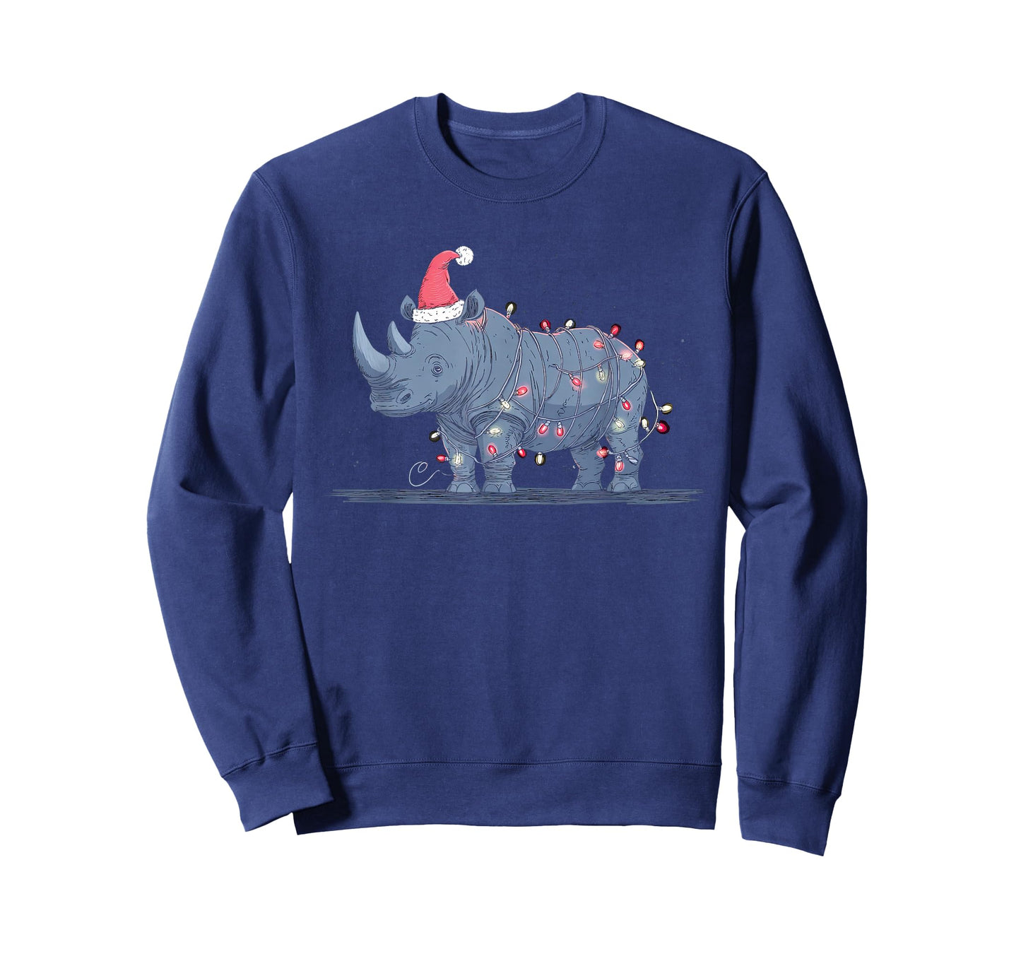 Funny Rhino Christmas Graphics Animal Lights Rhinoceros T-Shirt