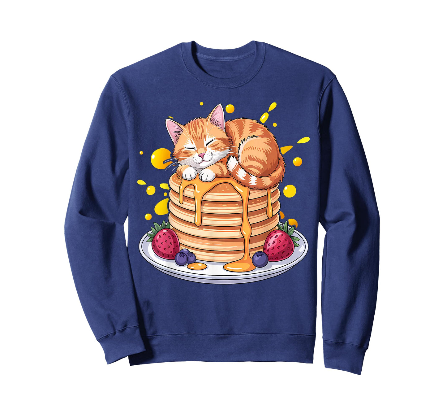 Pancakes Kawaii Anime Cat Nap Funny Breakfast Kitten T-Shirt