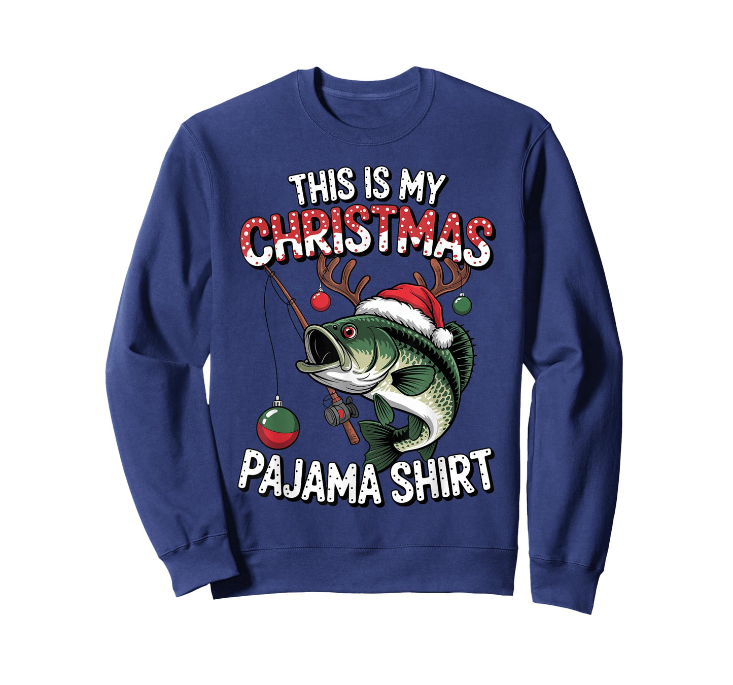 This is My Christmas Pajama Bass Fish Santa Hat Toddler Boys T-Shirt