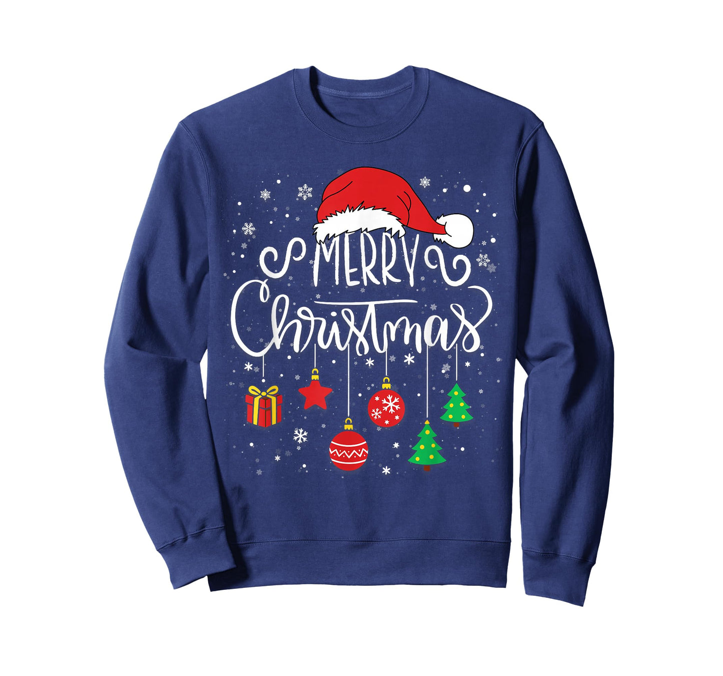 Merry Christmas Santa Hat Lights Funny Xmas Family Matching T-Shirt