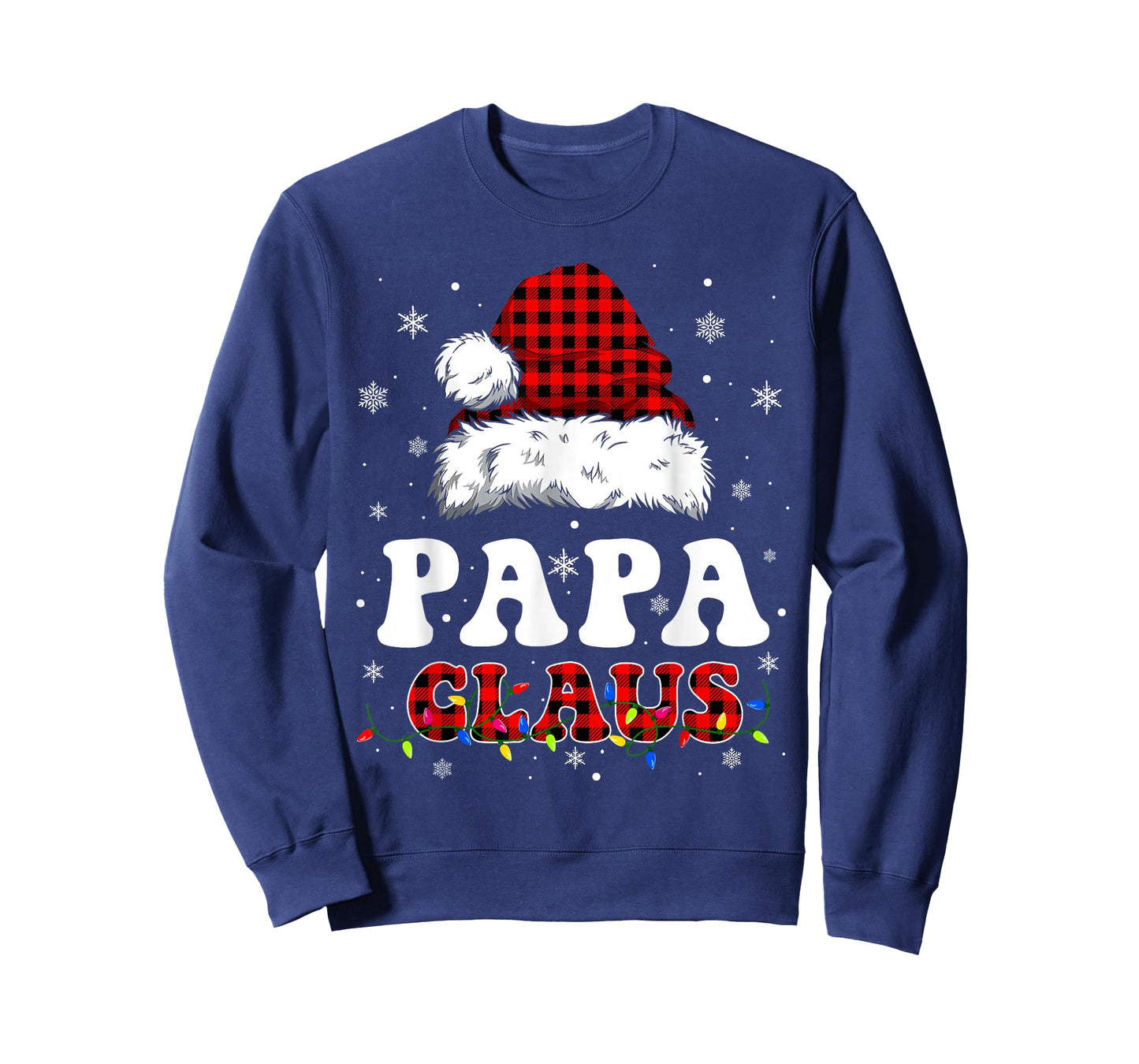 Papa Claus Funny Christmas Lights Pajama Family Matching T-Shirt