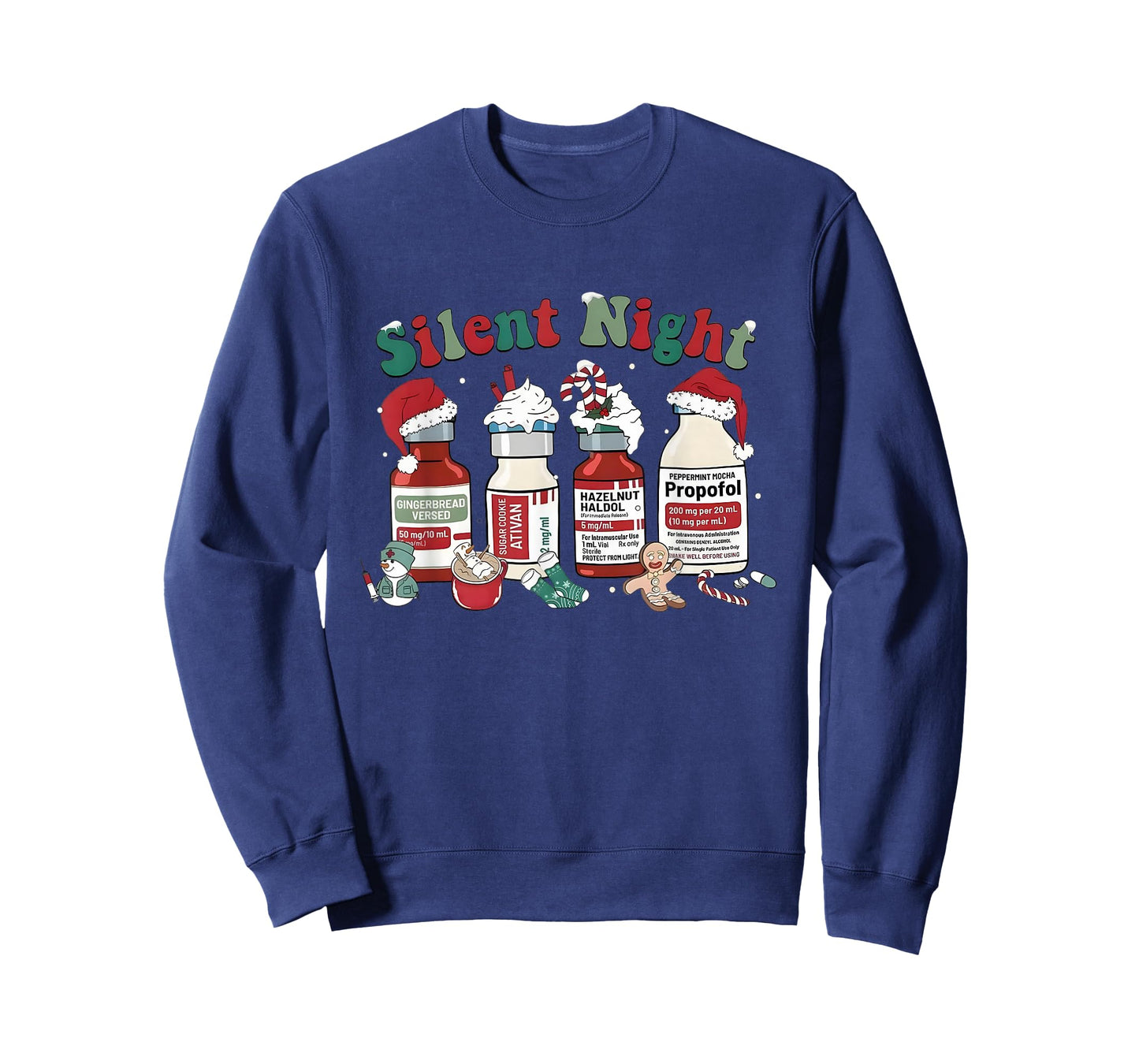 Silent Night Funny Nurse Christmas Sedation Theme T-Shirt