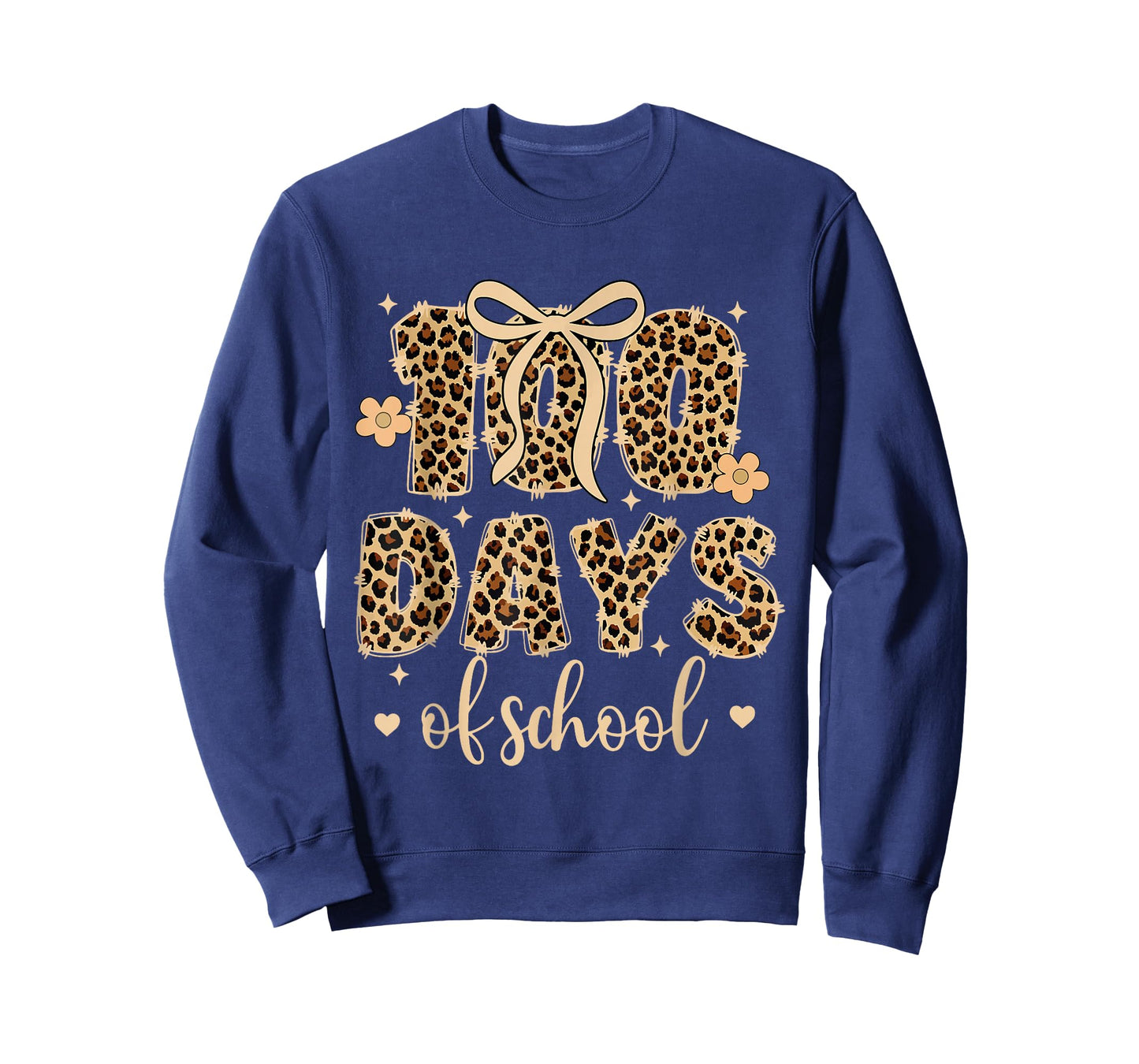 Funny Teacher 100 Days of School Leopard Pencil Coquette Bow T-Shirt
