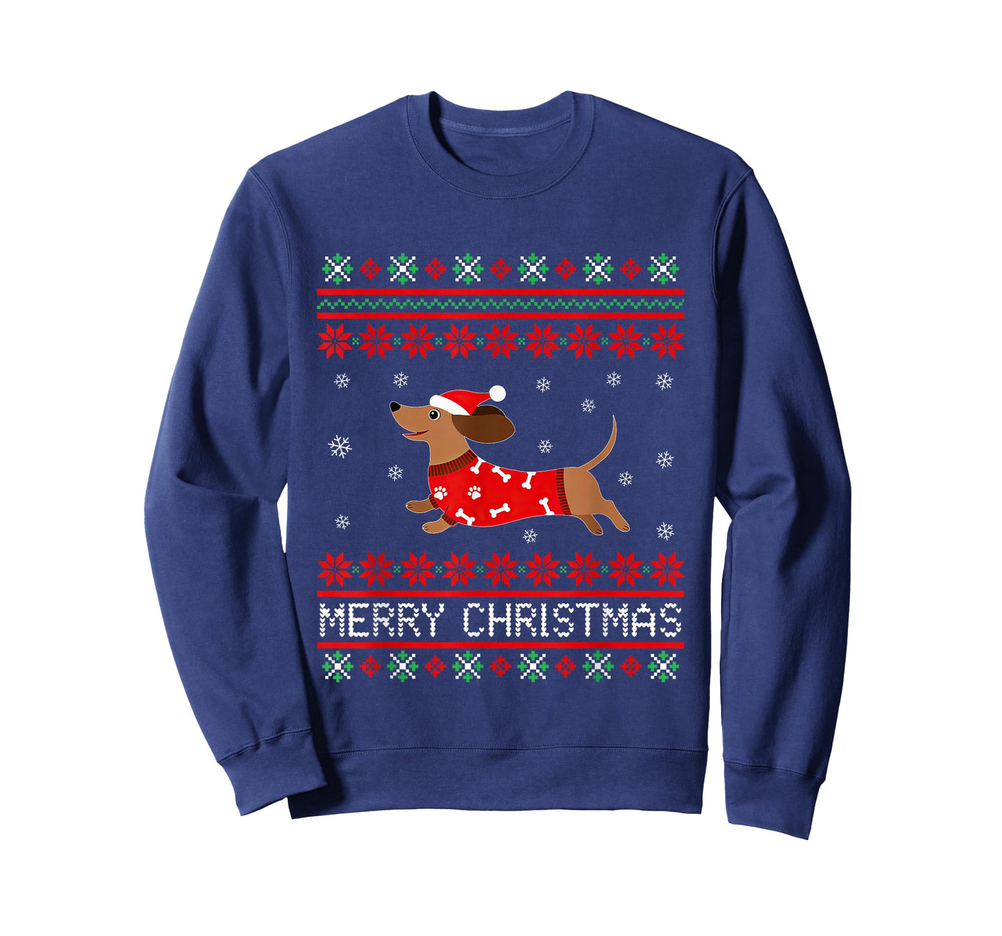 Merry Christmas Ugly Dachshund Dog Santa Hat Xmas Holiday T-Shirt
