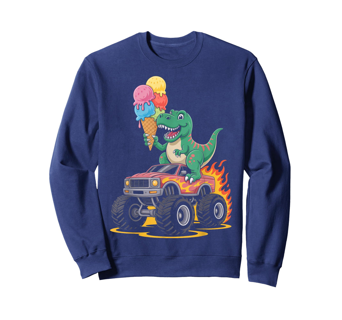 Dino Trex Monster Truck Ice Cream Dinosaur T-Shirt
