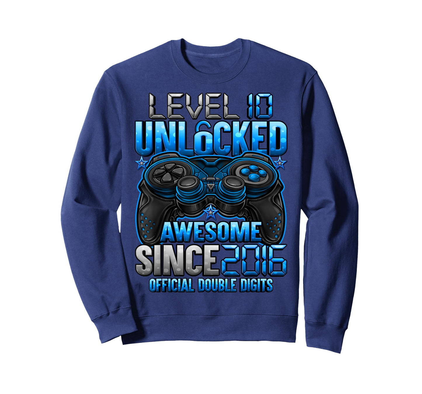 Official Double Digits Level 10 Unlocked 10th Birthday Boy T-Shirt