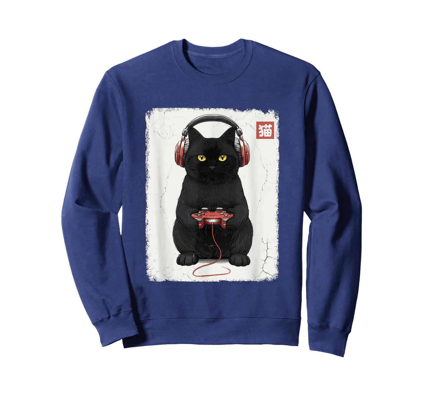 Distressed Gamer Japanese Art Funny Cat Video Games Kitty T-Shirt