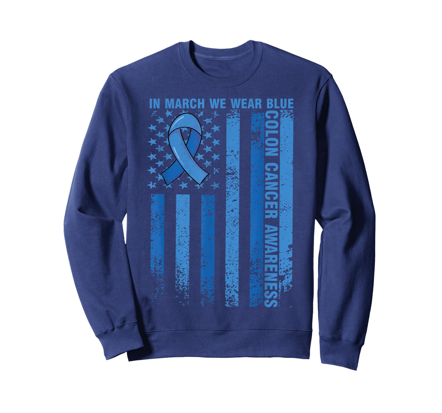 Colon Cancer Awareness USA Flag in March We Wear Blue T-Shirt