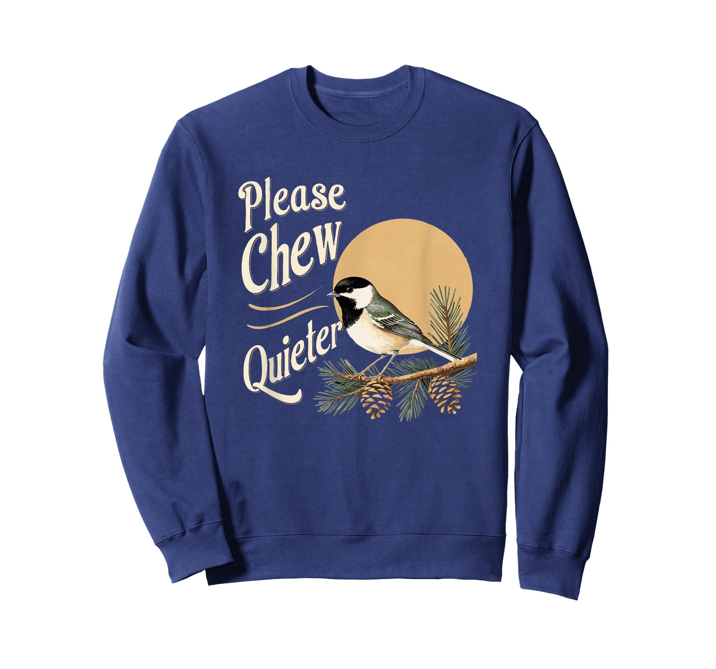Please Chew Quieter Vintage Bird Groovy Design T-Shirt
